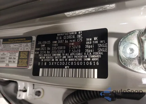 2025 Kia Ev6 Light Long Range z USA, uszkodzony, nr VIN 5XYC3DJC8SG010616